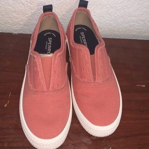 #36 Sperry Crest knot no lace canvas sneakers Size 9 new without box
